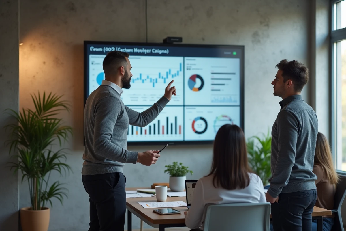 Équipe de professionnels discutant de stratégies pour booster leur business lors d'une réunion en entreprise