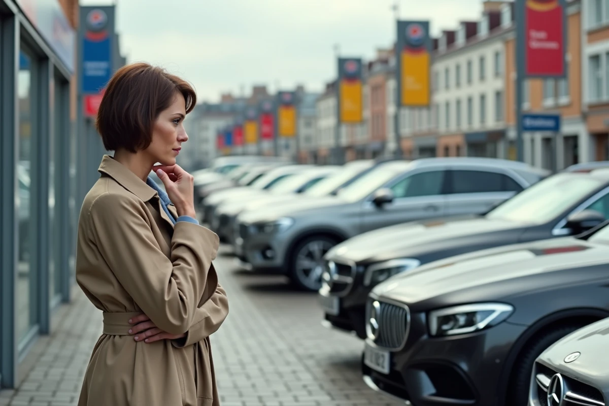 Femme inspectant une voiture d